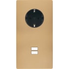 MODELEC - Façade "M" Laiton Sable Double Verticale 1 Prise Schuko 1 Chargeur USB magnétiq