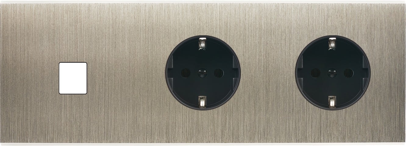 MODELEC - Façade Confidence Laiton Acier Brosse Triple Horizontale M1 PCK Pck