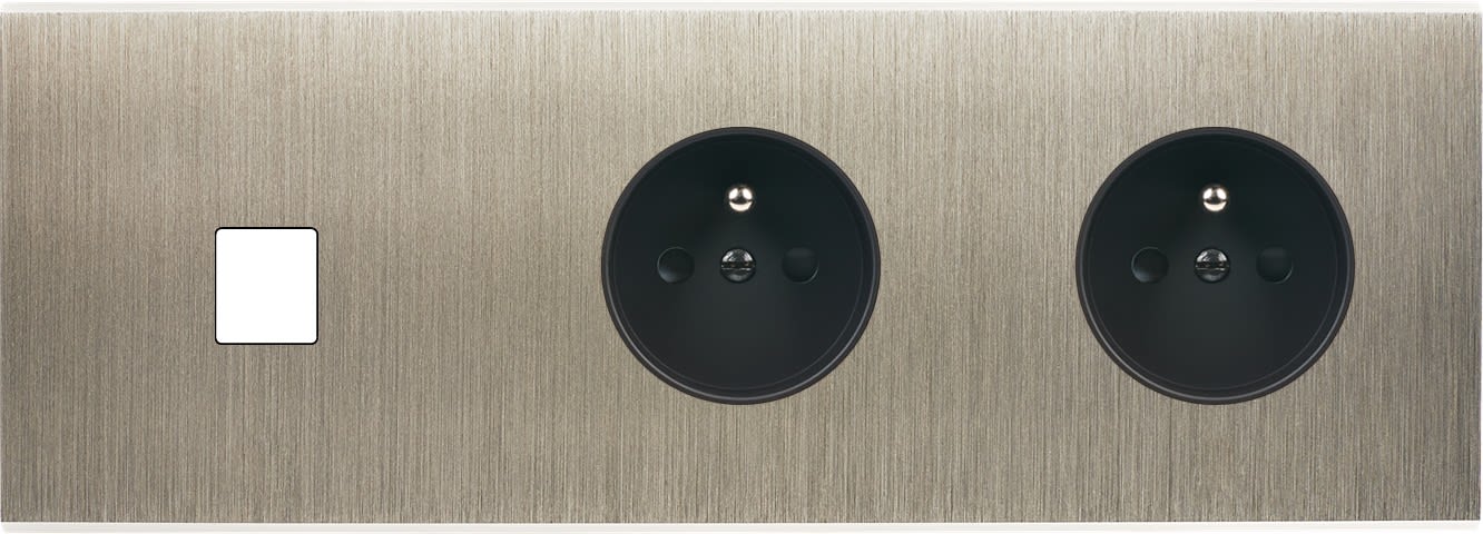 MODELEC - Façade Confidence Laiton Acier Brosse Triple Horizontale M1 PC Pc