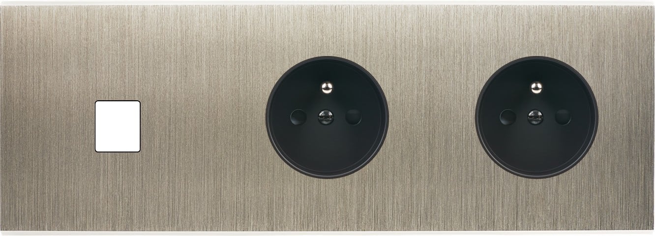 MODELEC - Façade Confidence Laiton Acier Brosse Triple Horizontale M1 PC Pc