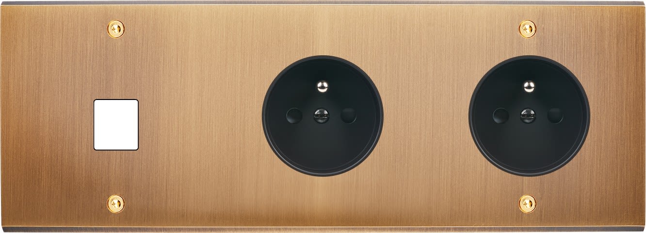 MODELEC - Façade Confidence Laiton Vieux Bronze Triple Horizontale M1 PC Pc à Vis
