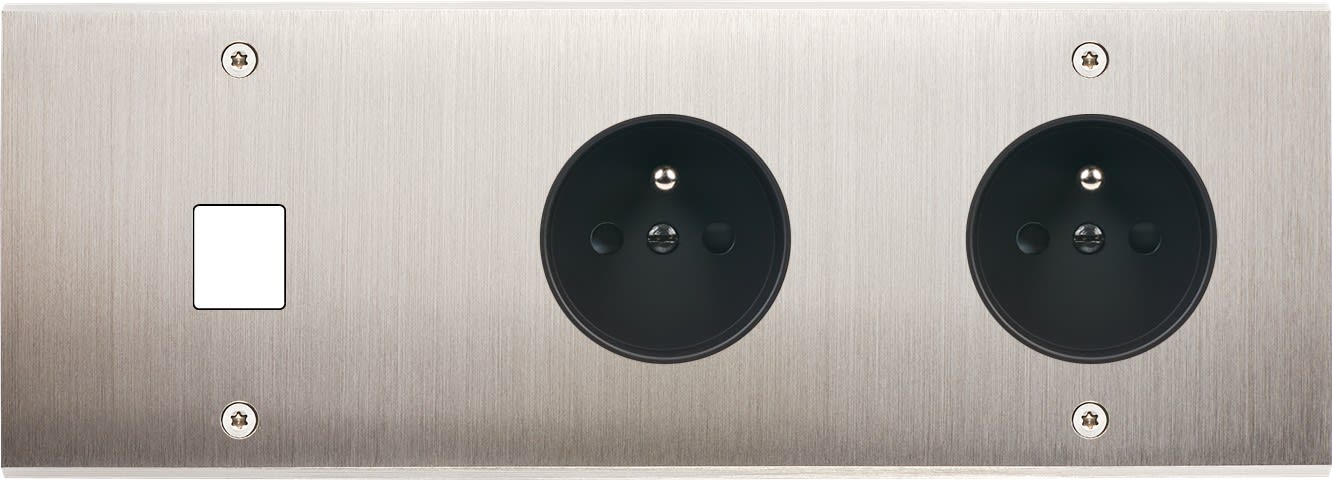 MODELEC - Façade Confidence Laiton Nickel Satine Triple Horizontale M1 PC Pc à Vis
