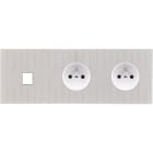MODELEC - Façade Empreintes LIGNE Blanc Triple Horiz 1 Média 2 Prises de Courant, magn
