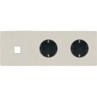 MODELEC - Façade "M" Nickel Brosse Triple Horizontale 1 Media 2 Prises Schuko magnétique