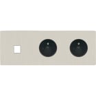 MODELEC - Façade "M" Nickel Brosse Triple Horizontale 1 Media 1 Prise 1 Prise magnétique