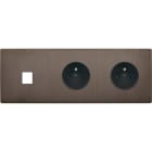 MODELEC - Façade "M" Laiton Canon Fusil Triple Horizontal 1 Media 1 Prise 1 Prise magnétiq