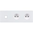 MODELEC - Façade "M" Blanc Mat Triple Horizontale 1 Media 1 Prise 1 Prise magnétique