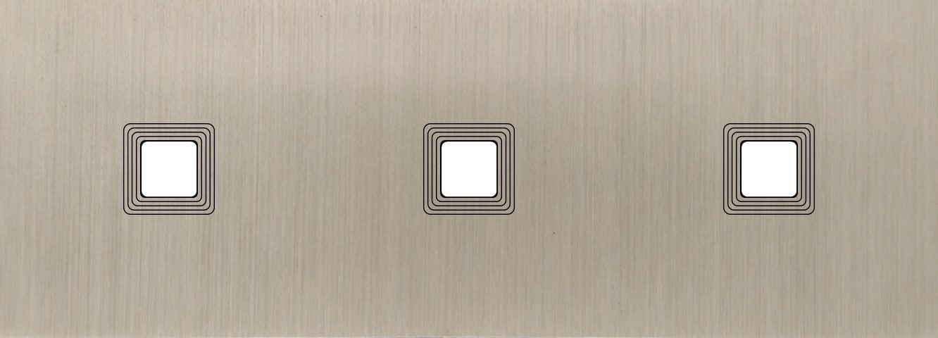 MODELEC - Façade Empreintes VOLUME Nickel Sat Triple Horizontale 3 x 1 bouton carré