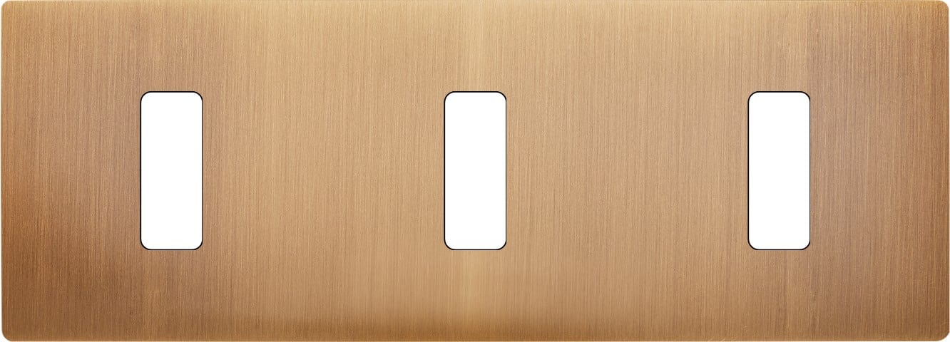 MODELEC - Façade "M" Laiton Bronze Triple Horizontale 1 Bouton 1 Bouton 1 Bouton magnétiq