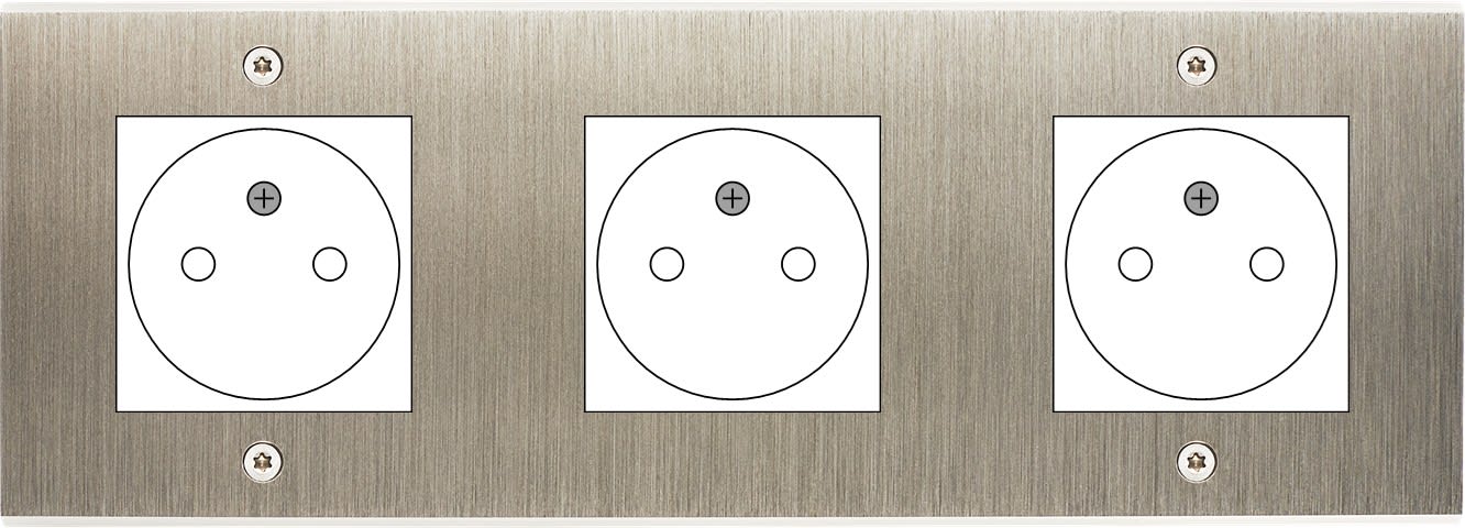 MODELEC - Façade Confidence Laiton Acier Brosse Triple Horizontale 3X B.Ticino