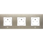 MODELEC - Façade Confidence Laiton Acier Brosse Triple Horizontale 3X B.Ticino