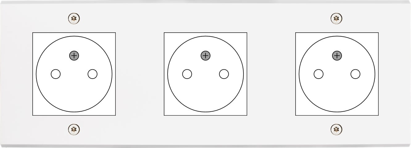 MODELEC - Façade Confidence Laiton Blanc Mat Triple Horizontale 3X B.Ticino