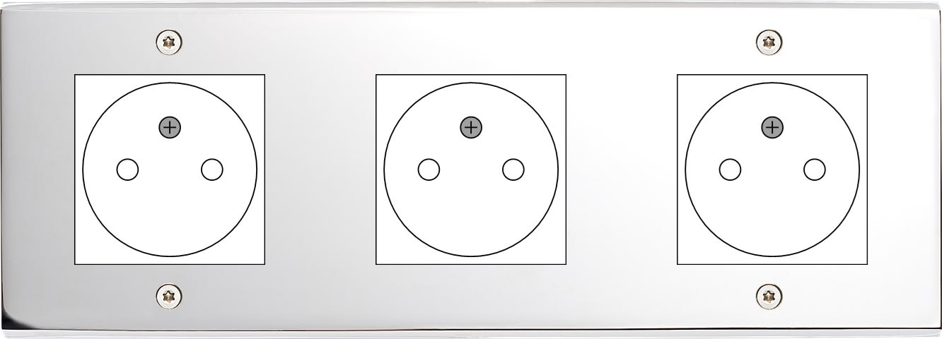 MODELEC - Façade Confidence Laiton Chrome Triple Horizontale 3X B.Ticino