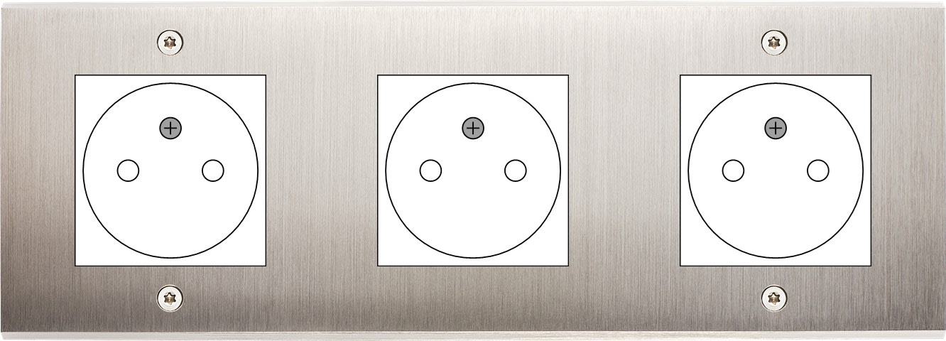 MODELEC - Façade Confidence Laiton Nickel Satine Triple Horizontale 3X B.Ticino