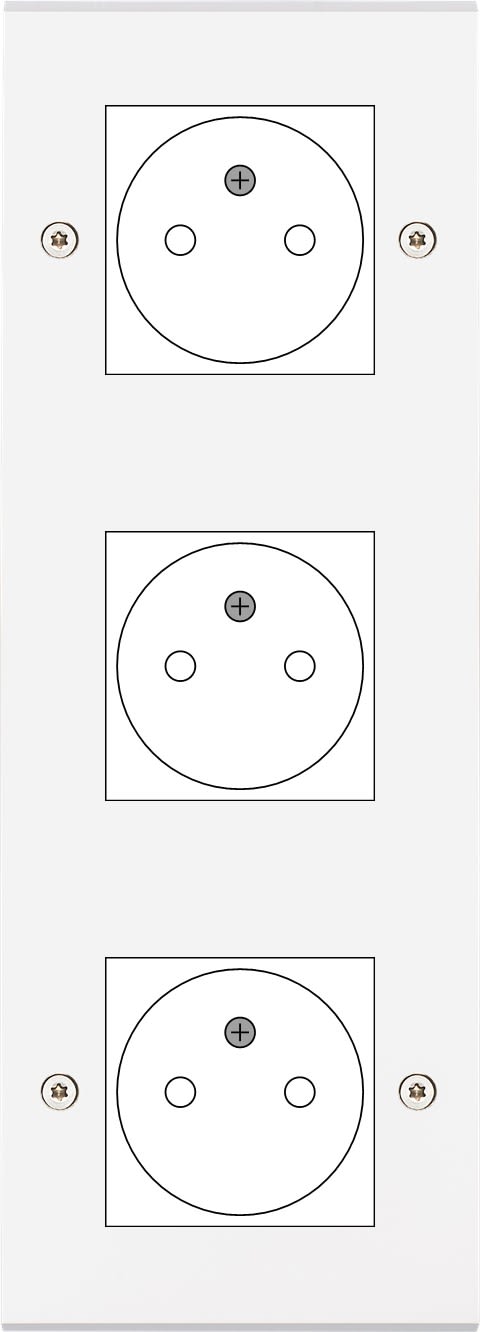 MODELEC - Façade Confidence Laiton Blanc Mat Triple Verticale 3X B.Ticino