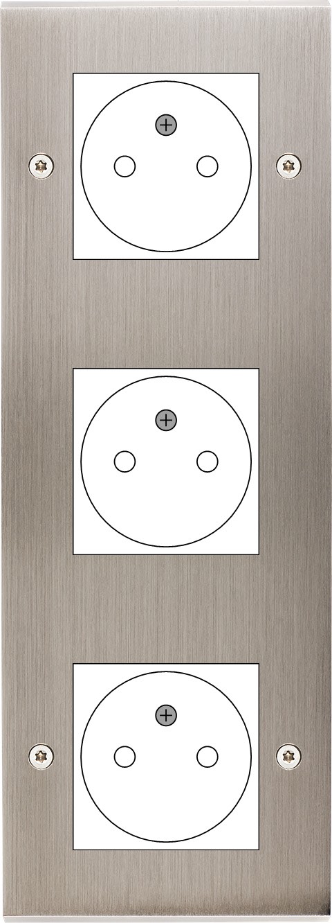 MODELEC - Façade Confidence Laiton Nickel Satine Triple Verticale 3X B.Ticino