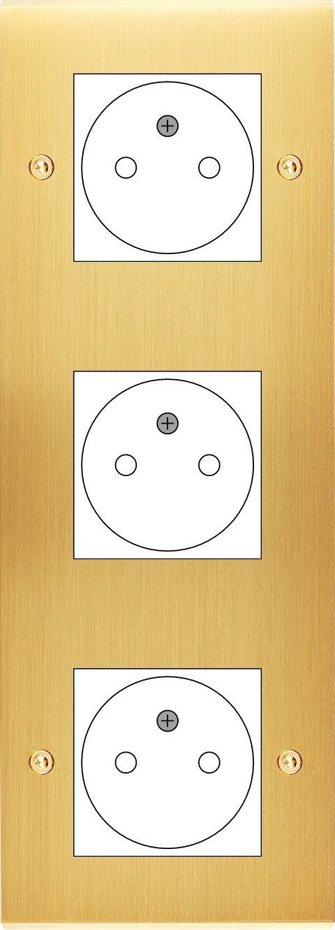 MODELEC - Façade Confidence Laiton Satine Triple Verticale 3X B.Ticino