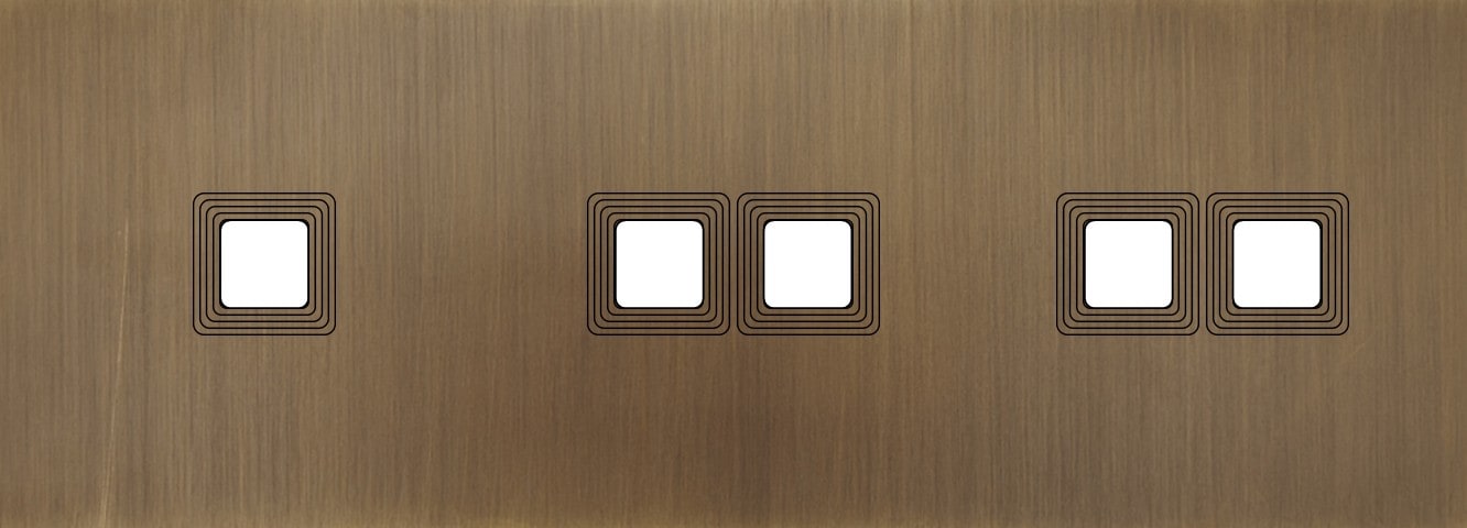 MODELEC - Façade Empreintes VOLUME Vieux Bronze Triple Horiz 1 bouton 2 boutons 2 boutons
