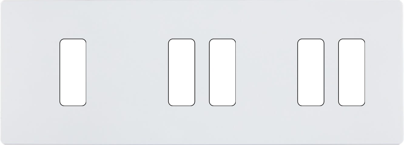 MODELEC - Façade "M" Blanc Mat Triple Horizontale 1 Bouton 2 Boutons 2 Boutons magnétique