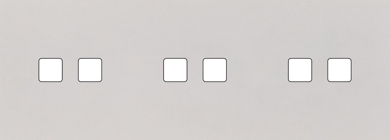 MODELEC - Façade Empreintes PLAN Blanc Triple Horizontale 3 x 2 boutons, magnétique