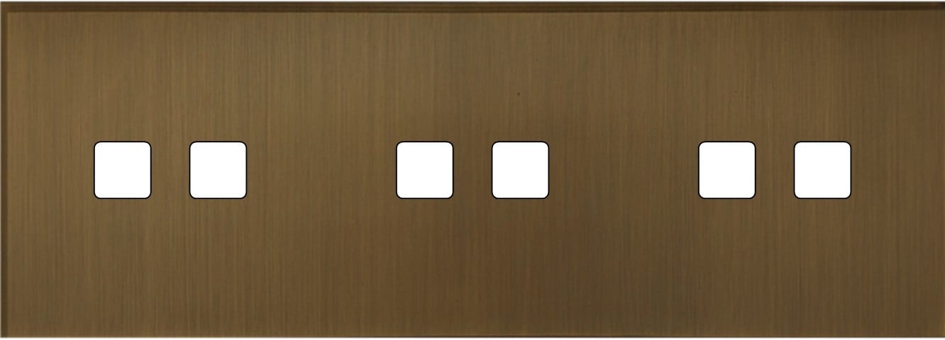 MODELEC - Façade Empreintes ANGLE Vieux Bronze Triple Horizontale 3 x 2 boutons M