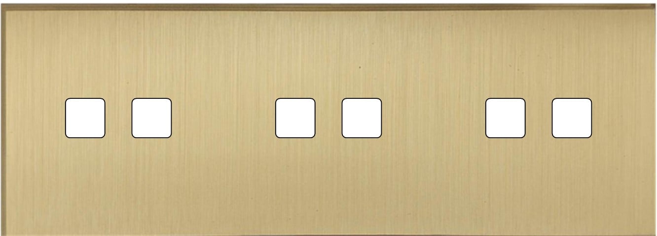 MODELEC - Façade Empreintes ANGLE Laiton Satiné Triple Horizontale 3 x 2 boutons M
