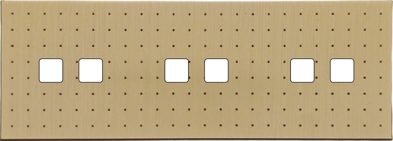 MODELEC - Façade Empreintes POINT Laiton Satiné Triple Horizontale 3 x 2 boutons M
