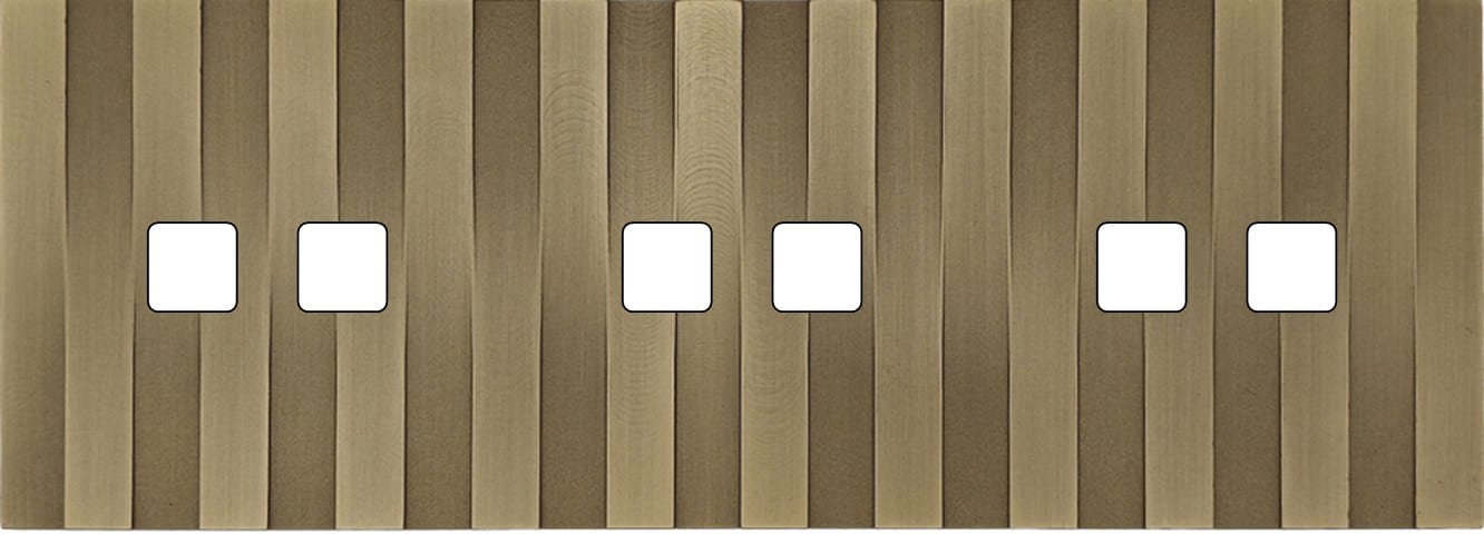 MODELEC - Façade Empreintes LIGNE Laiton Satiné Triple Horizontale 3 x 2 boutons M