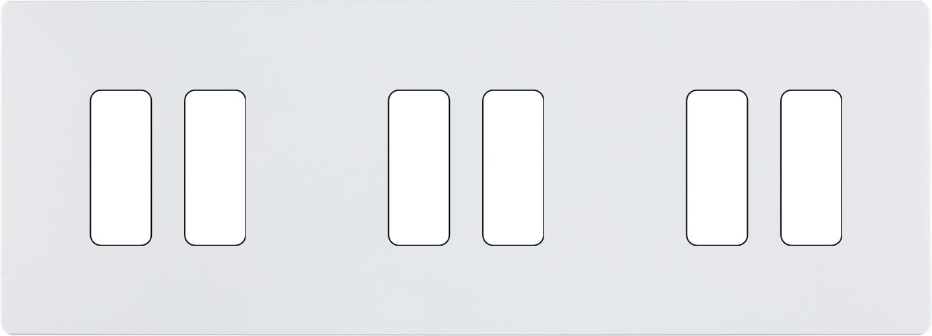 MODELEC - Façade "M" Blanc Mat Triple Horizontale 2 Boutons 2 Boutons 2 Boutons magnétique