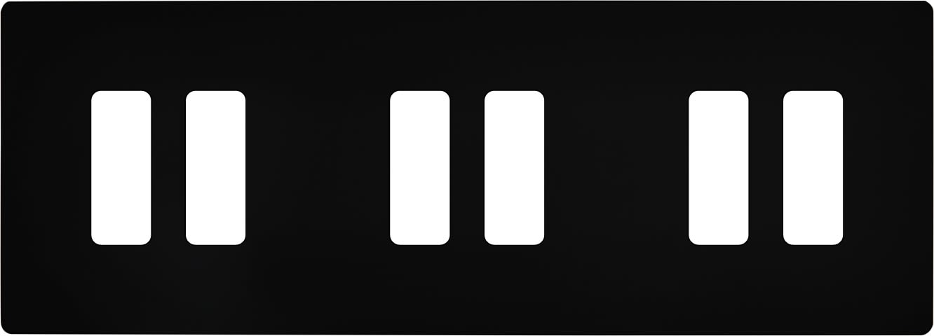 MODELEC - Façade "M" Noir Mat Triple Horizontale 2 Boutons 2 Boutons 2 Boutons magnétique