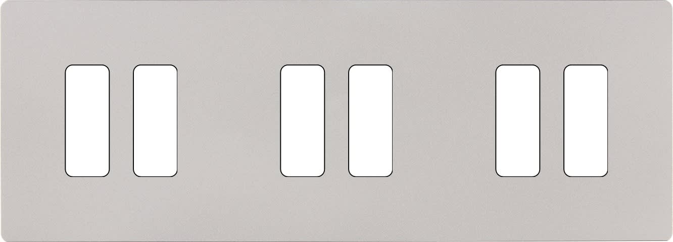 MODELEC - Façade "M" Nickel Sable Triple Horizontal 2 Boutons 2 Boutons 2 Boutons magnétiq