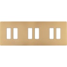 MODELEC - Façade "M" Laiton Sable Triple Horizontal 2 Boutons 2 Boutons 2 Boutons magnétiq