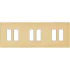 MODELEC - Façade "M" Laiton Verni Triple Horizontal 2 Boutons 2 Boutons 2 Boutons magnétiq