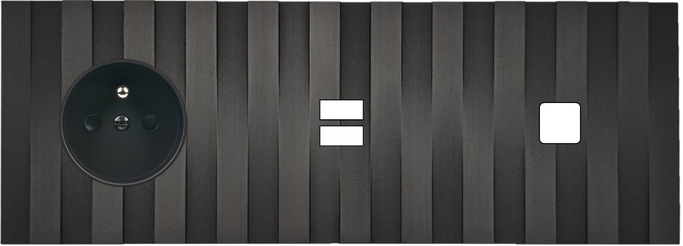 MODELEC - Façade Empreintes LIGNE Canon Fusil Triple Horiz Prise de Courant U1 1 bouton M