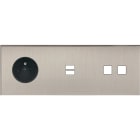 MODELEC - Façade Empreintes ANGLE Nickel Satiné Triple Horiz Prise de Courant U1 2 boutons