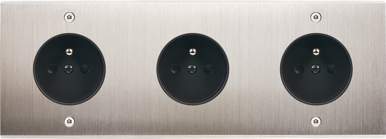 MODELEC - Façade Confidence Laiton Nickel Satine Triple Horizontale PC Pc PC à Vis