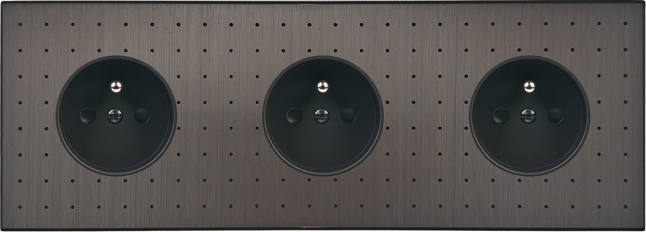 MODELEC - Façade Empreintes POINT Canon de Fusil Triple Horizontale 3 Prises de Courant M