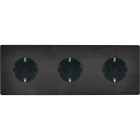 MODELEC - Façade "M" Acier Verni Triple Horizontal 2 Prises Schuko 1 Prise Schuko magnétiq