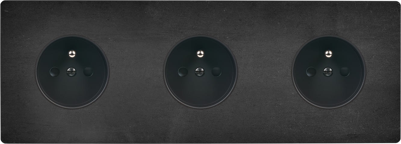 MODELEC - Façade "M" Acier Verni Triple Horizontale 1 Prise 1 Prise 1 Prise magnétique