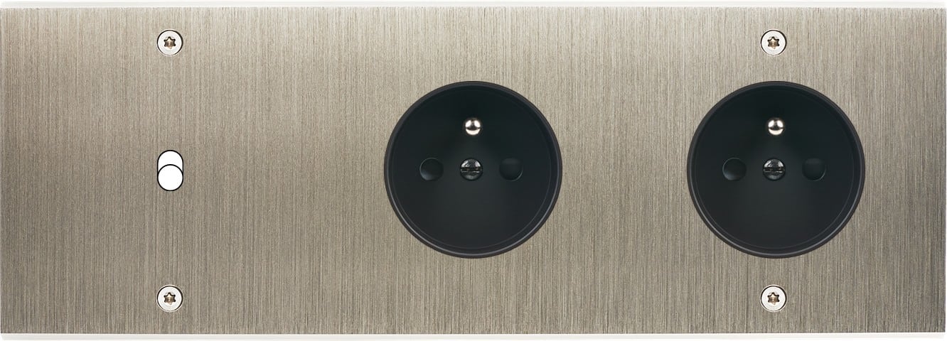 MODELEC - Façade Confidence Laiton Acier Brosse Triple Horizontale B1 PC Pc à Vis