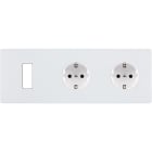 MODELEC - Façade "M" Blanc Mat Tripl Horiz 1 Bouton 1 Prise Schuko 1 Prise Schuko magnétiq
