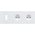 MODELEC - Façade "M" Blanc Mat Triple Horizontale 1 Bouton 1 Prise 1 Prise magnétique