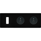 MODELEC - Façade "M" Noir Mat Triple Horizontale 1 Bouton 1 Prise 1 Prise magnétique