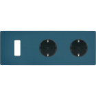 MODELEC - Façade "M" Gris Mat Triple Horiz 1 Bouton 1 Prise Schuko 1 Prise Schuko magnétiq