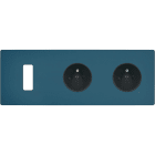 MODELEC - Façade "M" Gris Mat Triple Horizontale 1 Bouton 1 Prise 1 Prise magnétique