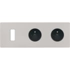 MODELEC - Façade "M" Nickel Sable Triple Horizontale 1 Bouton 1 Prise 1 Prise magnétique
