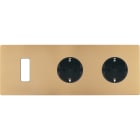MODELEC - Façade "M" Laiton Sable Triple Horizontale 1 Bouton 2 Prises Schuko magnétique