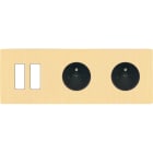 MODELEC - Façade "M" Laiton Brosse Triple Horizontale 2 Boutons 1 Prise 1 Prise magnétique