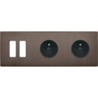 MODELEC - Façade "M" Laiton Canon Fusil Triple Horizonta 2 Boutons 1 Prise 1 Prise Sansvis