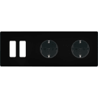 MODELEC - Façade "M" Noir Mat Tripl Horiz 2 Boutons 1 Prise Schuko 1 Prise Schuko magnétiq